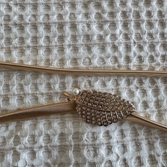 NWOT Gold Leaf with Pearl Stretchy Belt - Picture 4 of 6